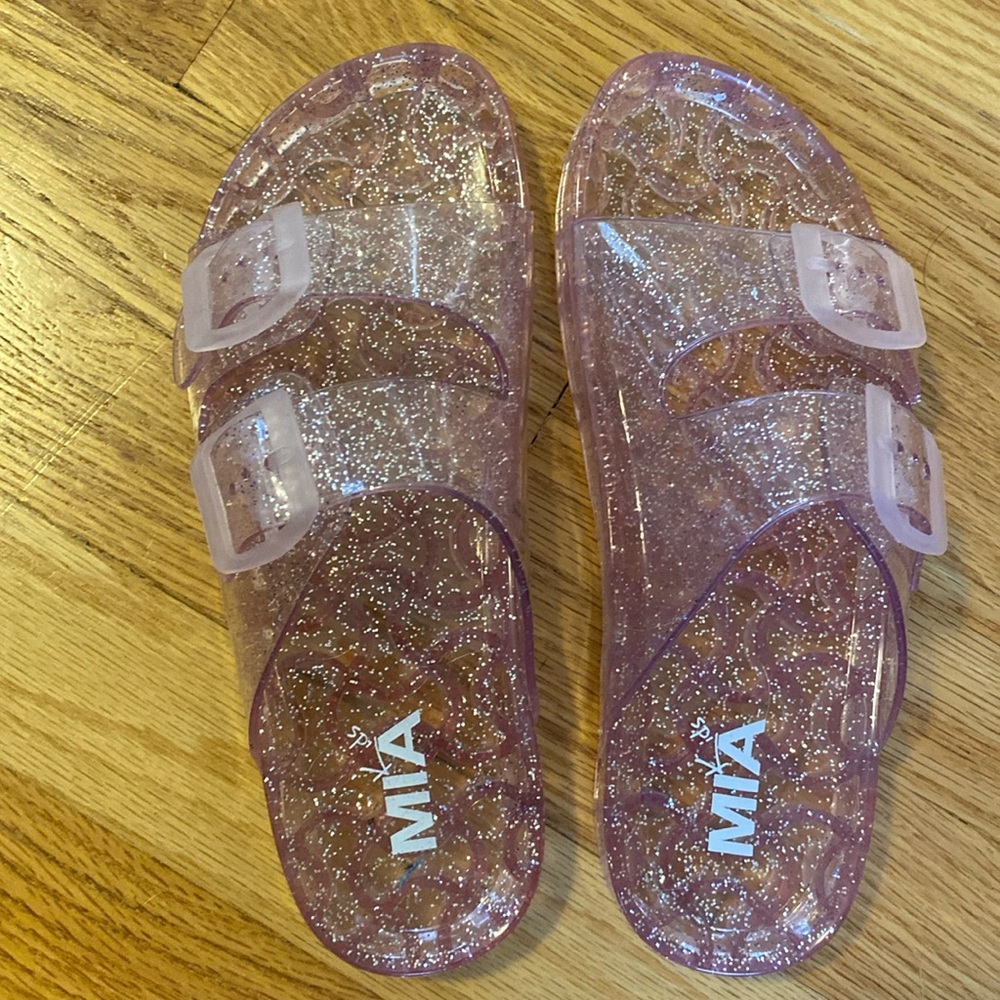 Mia Kids Size 3 Jelly Pink Sandals with Sparkly Glitter